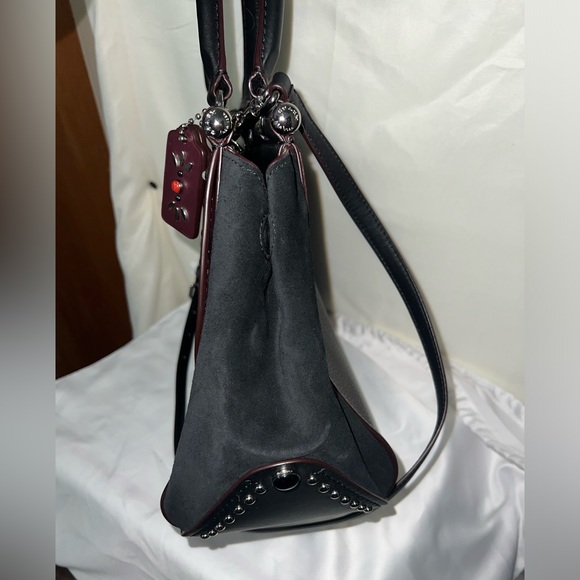Coach Drifter Grace Pebbled & Suede Leather Studded Framed Satchel NWOT HTF RARE - Picture 6 of 16